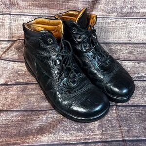 Footprints Birkenstock Black Leather Lace Up Ankle Boots Portugal Size 40